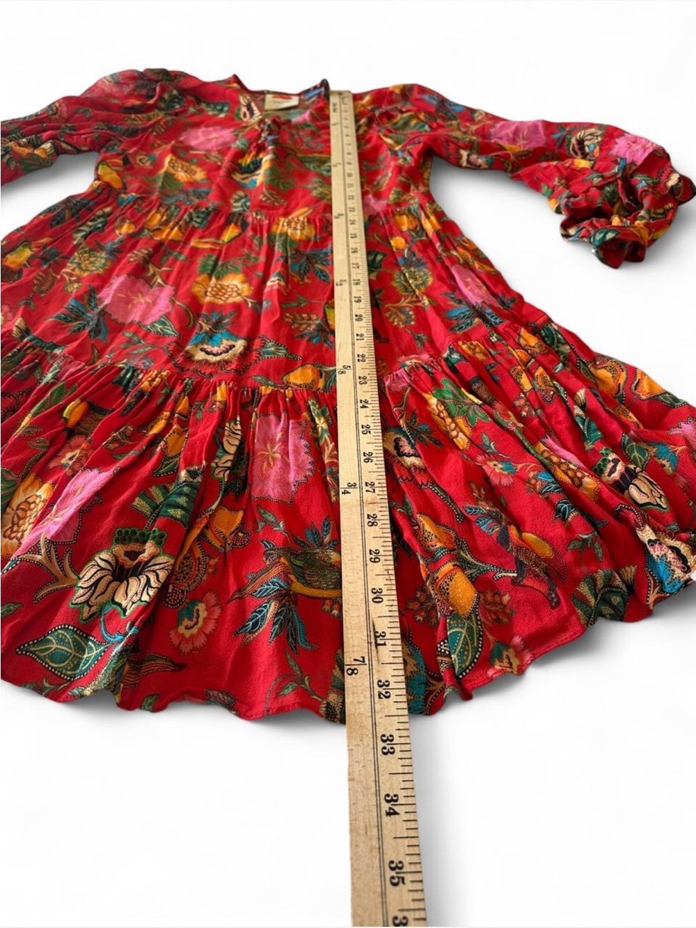 Farm Rio Anthropologie Tropical Toucan Tiered Mini Dress XS Petite Boho - Picture 8 of 8